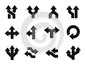 Set arrow icon. Different arrows sign. Road signs - vector